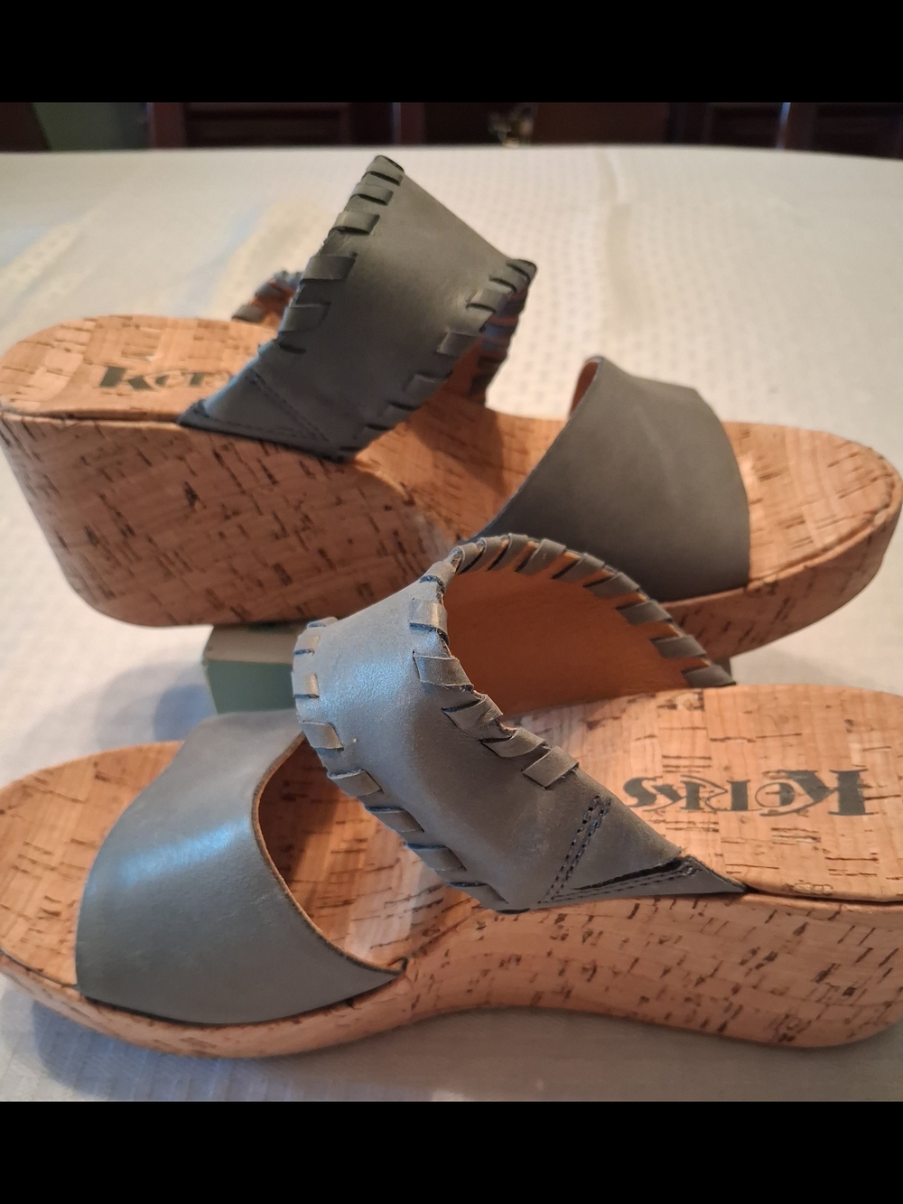 Kork-Ease Women's Gray Cork Platform Slide Sandals